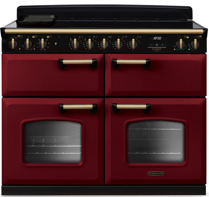 Rangemaster CLDLB110EIPBOR/AB1 Classic Deluxe BC 110cm Induction Range Cooker - Bordeaux/Antique Brass Trim