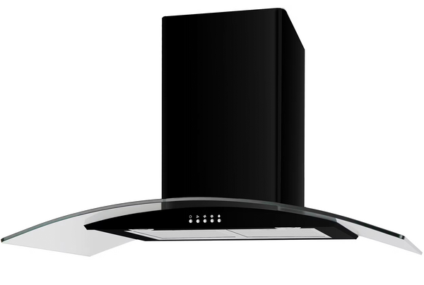 Cata UBSCG90BK 90cm Curved Glass Hood - Black