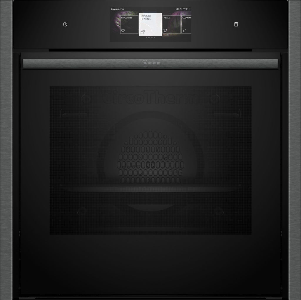 NEFF N90 Slide&Hide B64FT53G0B Wifi Connected Built In Electric Single Oven with Steam Function - Graphite