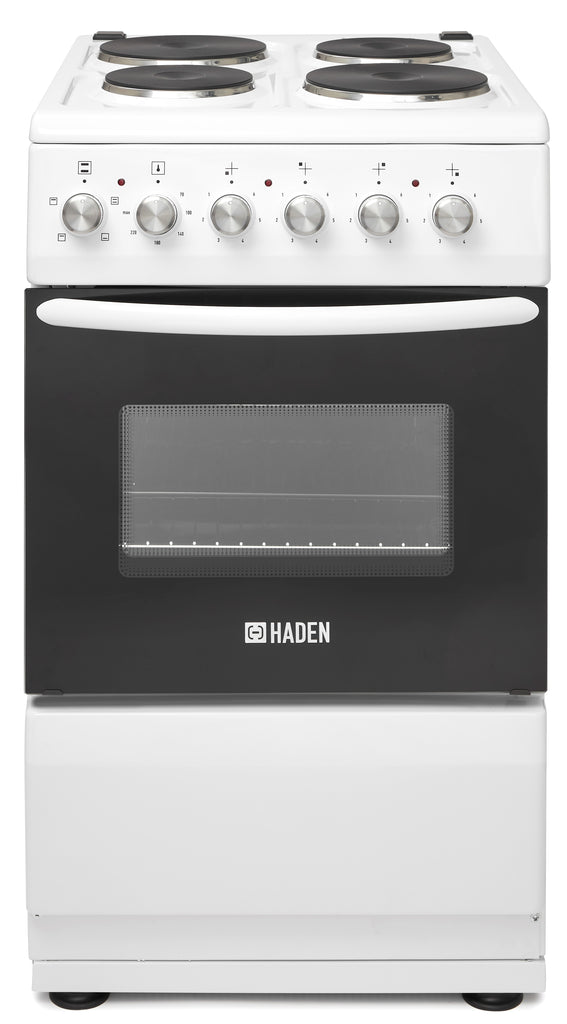 Haden HES050W 50cm Electric Cooker with Solid Hotplate Hob - White