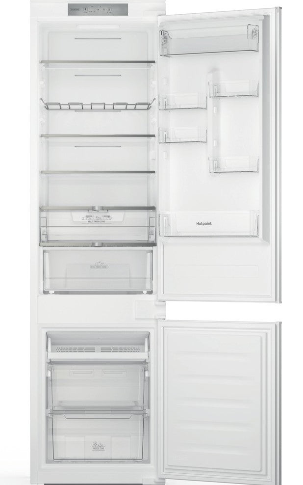 Hotpoint HTC20T322 Extra Tall Integrated Frost Free Fridge Freezer with Sliding Door Fixing Kit - White - E Rated