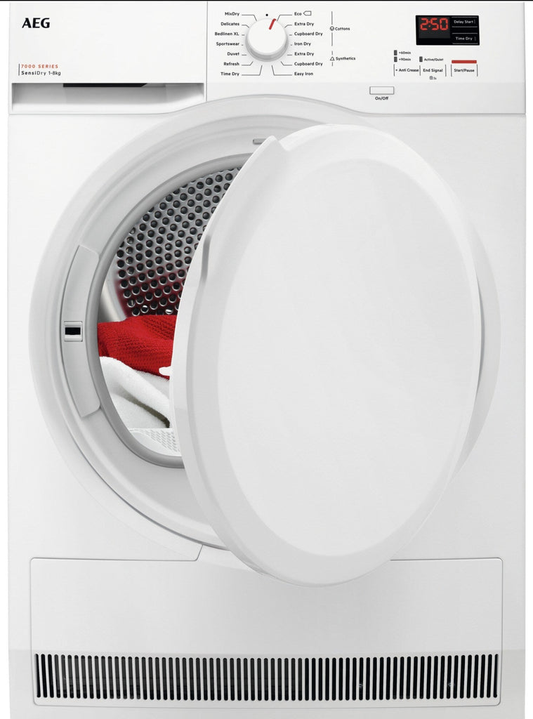 AEG 7000 Series TR708L0B 8Kg Heat Pump Condenser Tumble Dryer - White - A++ Rated