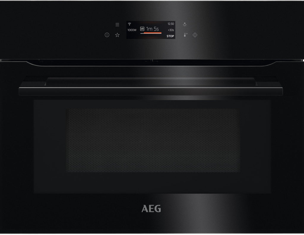 AEG 8000 Series CombiQuick KMK768080B Wifi Connected Built In Compact Electric Single Oven with Microwave Function - Black