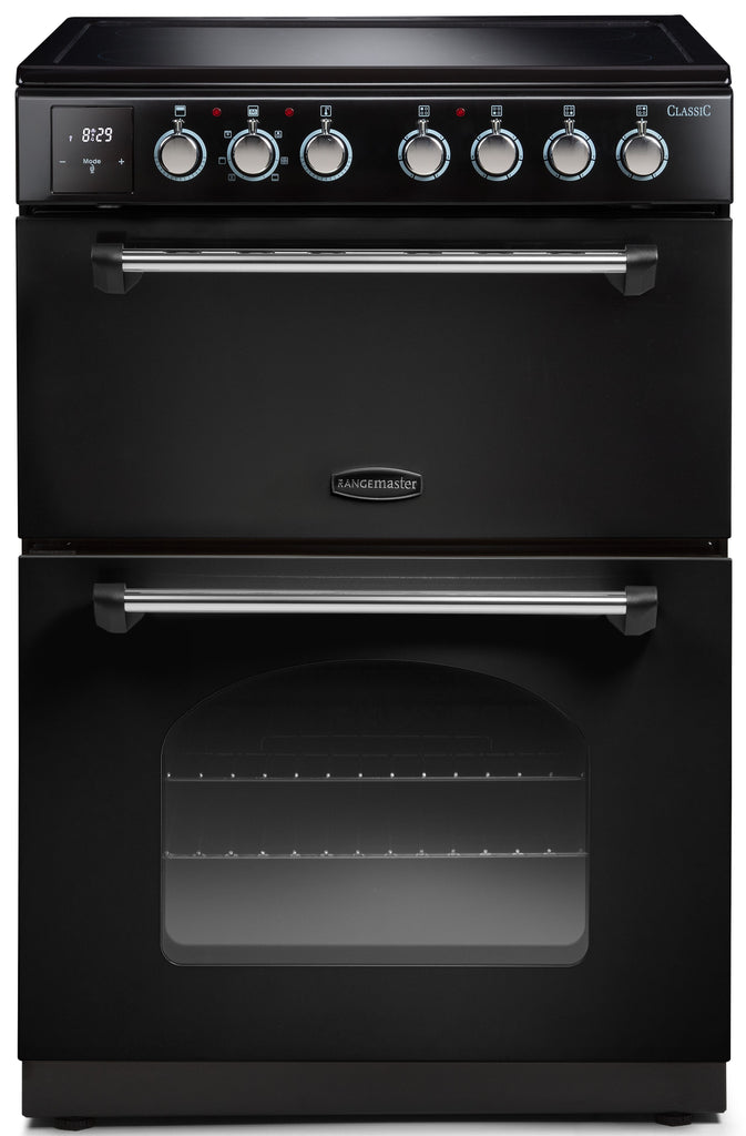 Rangemaster Classic CLA60ECBL/C 60cm Electric Cooker with Ceramic Hob - Black/Chrome