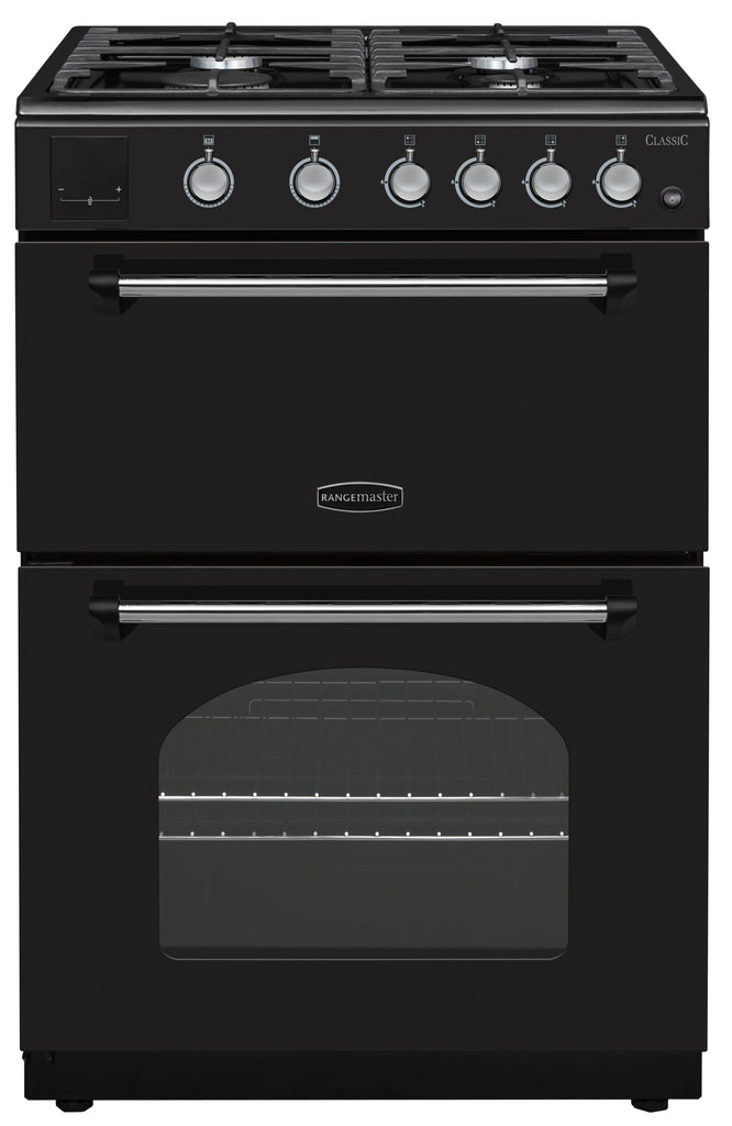 Rangemaster Classic CLA60NGFBL/C 60cm Gas Cooker - Black/Chrome