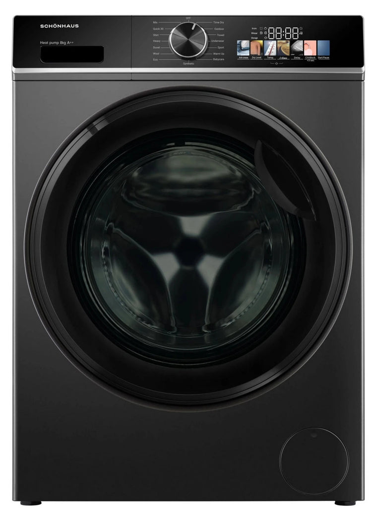 Schonhaus TDSHF018A3G 8Kg Heat Pump Condenser Tumble Dryer - Graphite - A+++ Rated
