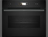 NEFF N90 C24FS31G0B Wifi Connected Built In Compact Electric Single Oven with Steam Function - Graphite