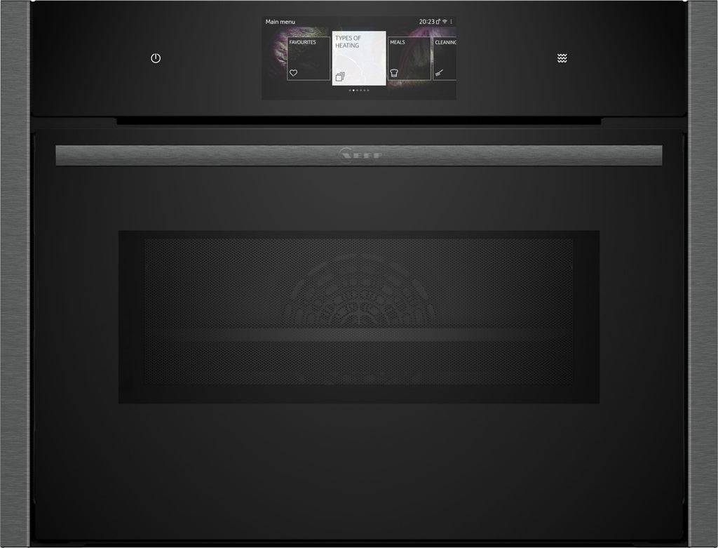 NEFF N90 C24MT73G0B Wifi Connected Built In Compact Electric Single Oven with Microwave Function - Graphite