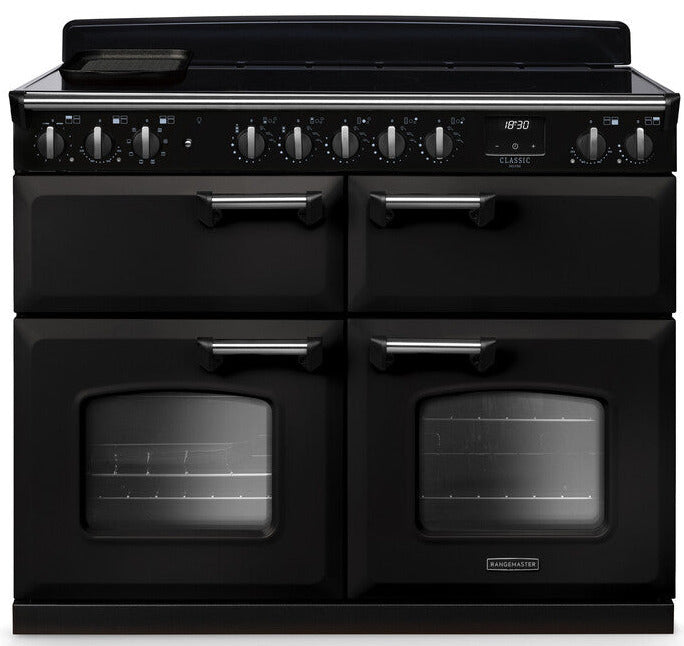 Rangemaster CLDLB110EIPCBL/CM1 Classic Deluxe BC 110cm Induction Range Cooker - Charcoal Black/Chrome Trim