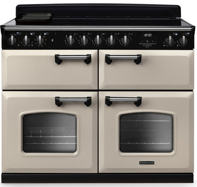 Rangemaster CLDLB110EIPPCR/CM1 Classic Deluxe BC 110cm Induction Range Cooker - Pale Cream/Chrome Trim