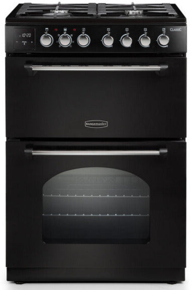 Rangemaster Classic CLA60DFFBL/C 60cm Dual Fuel Cooker - Black/Chrome