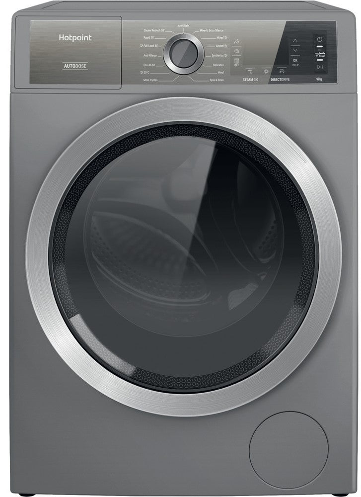 Hotpoint GentlePower H8W946SBUK 9Kg Washing Machine with 1400 rpm - Silver - A Rated