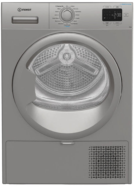 Indesit CYSD82DSSUK 8kg Heat Pump Tumble Dryer with Steam Technology - Silver - A+ Rated