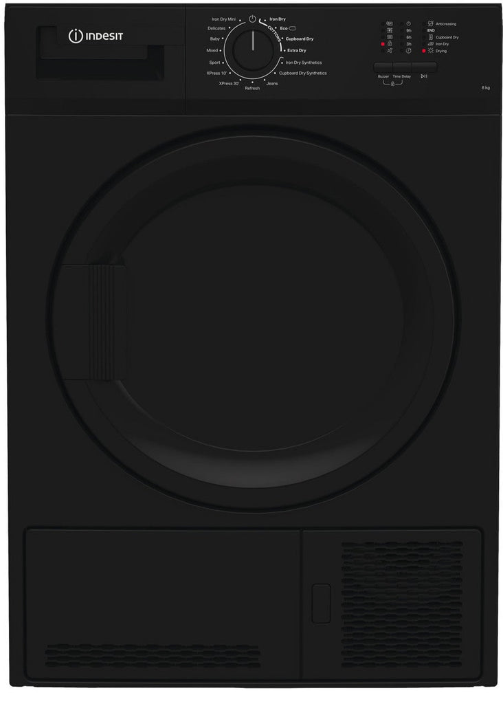 Indesit CYDC82BBGLUK 8Kg Condenser Tumble Dryer - Black - B Rated