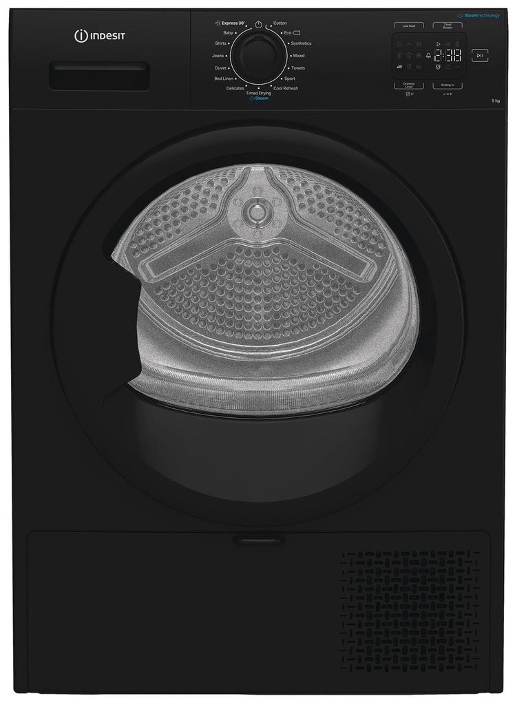 Indesit CYD92DBBUK 9kg Heat Pump Tumble Dryer with Steam Technology - Black - A+ Rated
