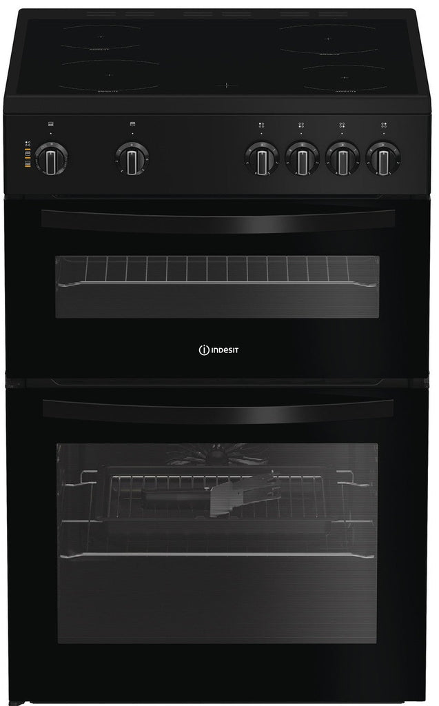 Indesit ITE6VMB 60cm Electric Cooker with Ceramic Hob - Black