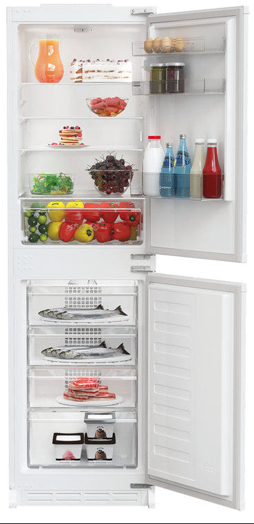 Indesit KINH1261B4UK Integrated Frost Free Fridge Freezer with Sliding Door Fixing Kit - White - E Rated