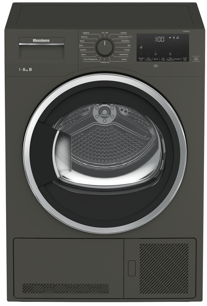 Blomberg LTK38030G 8Kg Condenser Tumble Dryer - Graphite - B Rated