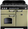 Rangemaster Classic Deluxe CDL100DFFOG/C 100cm Dual Fuel Range Cooker - Olive Green/Chrome Trim