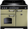 Rangemaster Classic Deluxe CDL100EIOG/C 100cm Electric Range Cooker with Induction Hob - Olive Green/Chrome Trim