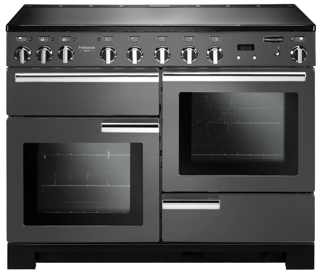 Rangemaster Professional Deluxe PDL110EISL/C 110cm Electric Range Cooker with Induction Hob - Slate/Chrome Trim