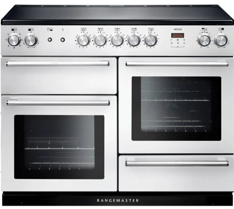 Rangemaster Nexus NEX110EIWH/C 110cm Electric Range Cooker with Induction Hob - White/Chrome Trim