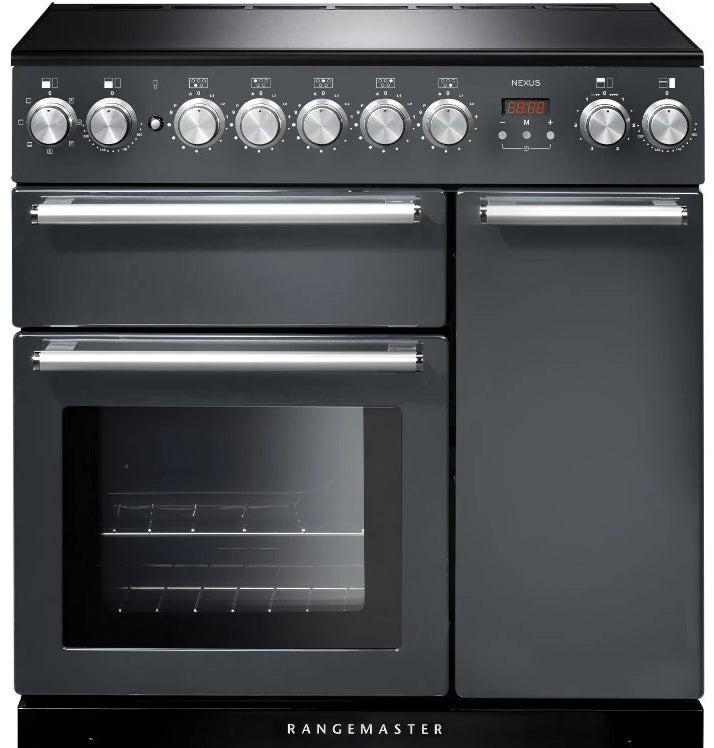 Rangemaster Nexus NEX90EISL/C 90cm Electric Range Cooker with Induction Hob - Slate/Chrome Trim