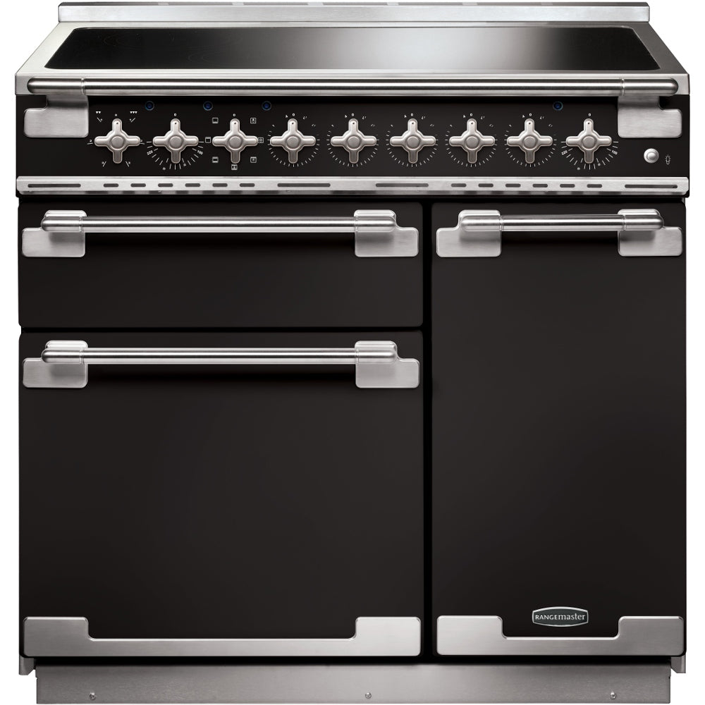 Rangemaster Elise ELS90EIGB 90cm Electric Range Cooker with Induction Hob - Black/Brushed Chrome Trim