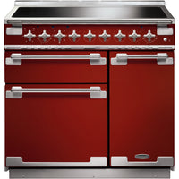 Rangemaster Elise ELS90EIRD 90cm Electric Range Cooker with Induction Hob - Cherry Red/Brushed Chrome Trim