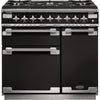 Rangemaster Elise ELS90DFFGB 90cm Dual Fuel Range Cooker - Black/Brushed Chrome Trim