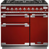 Rangemaster Elise ELS90DFFRD 90cm Dual Fuel Range Cooker - Cherry Red/Brushed Chrome Trim