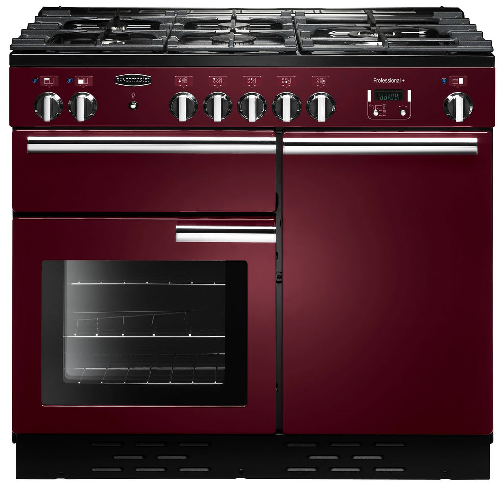 Rangemaster Professional Plus PROP100NGFCY/C 100cm Gas Range Cooker - Cranberry/Chrome Trim