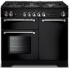 Rangemaster Kitchener KCH100NGFBL/C 100cm Gas Range Cooker - Black/Chrome Trim