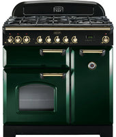 Rangemaster Classic Deluxe CDL90DFFRG/B 90cm Dual Fuel Range Cooker - Green/Brass Trim