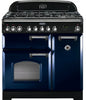 Rangemaster Classic Deluxe CDL90DFFRB/C 90cm Dual Fuel Range Cooker - Blue/Chrome Trim