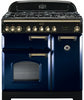 Rangemaster Classic Deluxe CDL90DFFRB/B 90cm Dual Fuel Range Cooker - Blue/Brass Trim