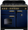 Rangemaster Classic Deluxe CDL100DFFRB/B 100cm Dual Fuel Range Cooker - Blue/Brass Trim