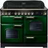 Rangemaster Classic Deluxe CDL110ECRG/B 110cm Electric Range Cooker with Ceramic Hob - Green/Brass Trim