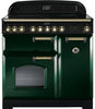 Rangemaster Classic Deluxe CDL90ECRG/B 90cm Electric Range Cooker with Ceramic Hob - Green/Brass Trim