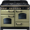 Rangemaster Classic Deluxe CDL110DFFOG/B 110cm Dual Fuel Range Cooker - Olive Green/Brass Trim