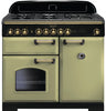 Rangemaster Classic Deluxe CDL100DFFOG/B 100cm Dual Fuel Range Cooker - Olive Green/Brass Trim