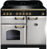 Rangemaster Classic Deluxe CDL100EIRP/B 100cm Electric Range Cooker with Induction Hob - Royal Pearl/Brass Trim