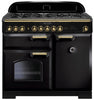 Rangemaster Classic Deluxe CDL100DFFBL/B 100cm Dual Fuel Range Cooker - Black/Brass Trim