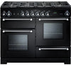 Rangemaster Kitchener KCH110NGFBL/C 110cm Gas Range Cooker - Black/Chrome Trim