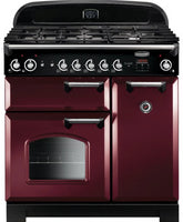 Rangemaster Classic CLA90NGFCY/C 90cm Gas Range Cooker - Cranberry/Chrome Trim