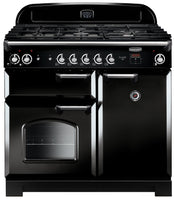 Rangemaster Classic CLA100DFFBL/C 100cm Dual Fuel Range Cooker - Black/Chrome Trim