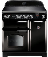 Rangemaster Classic CLA90EIBL/C 90cm Electric Range Cooker with Induction Hob - Black/Chrome Trim