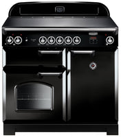 Rangemaster Classic CLA100EIBL/C 100cm Electric Range Cooker with Induction Hob - Black/Chrome Trim