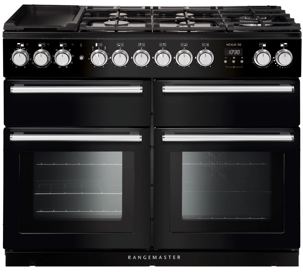 Rangemaster Nexus SE NEXSE110DFFBL/C 110cm Dual Fuel Range Cooker - Black/Chrome Trim