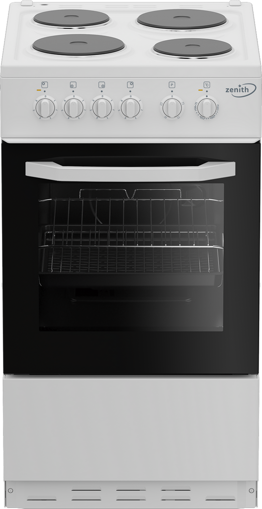 Zenith ZE503W 50cm Electric Cooker with Solid Plate Hob - White